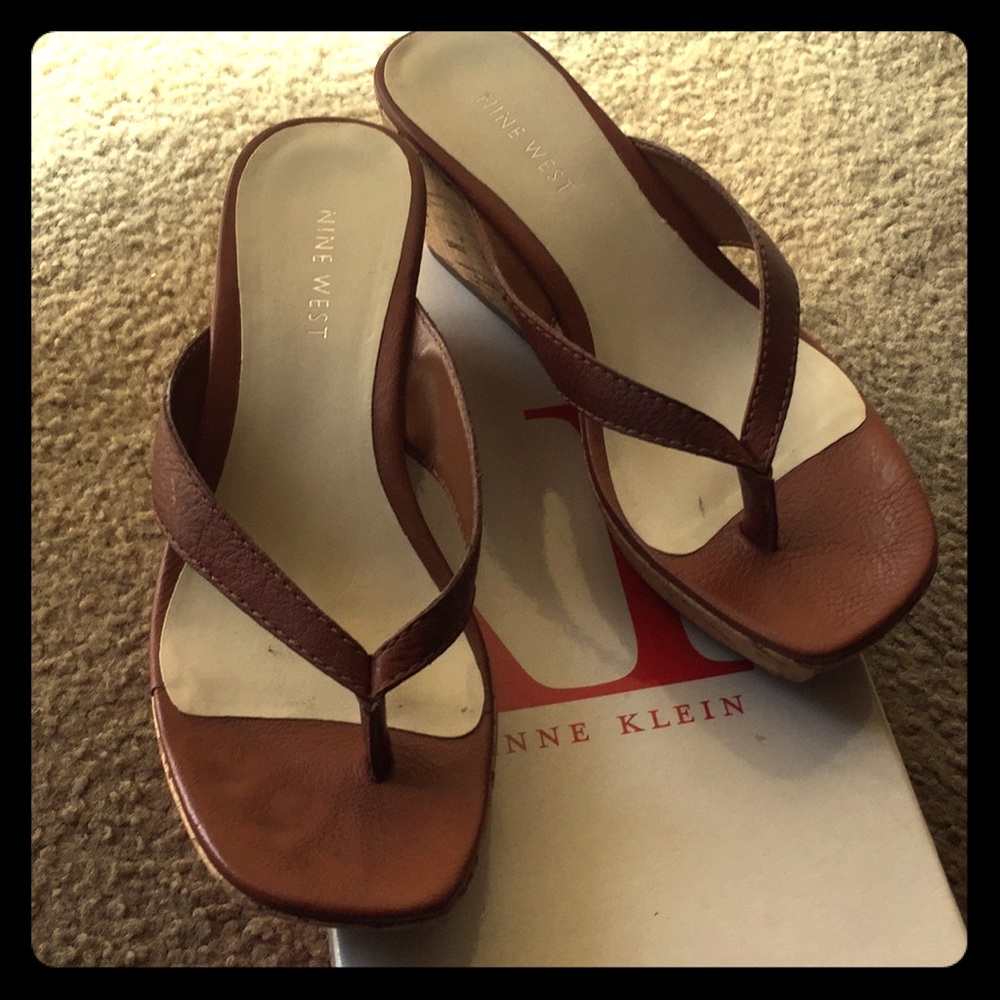 Tan colored Nine West sandal, size 51/2.